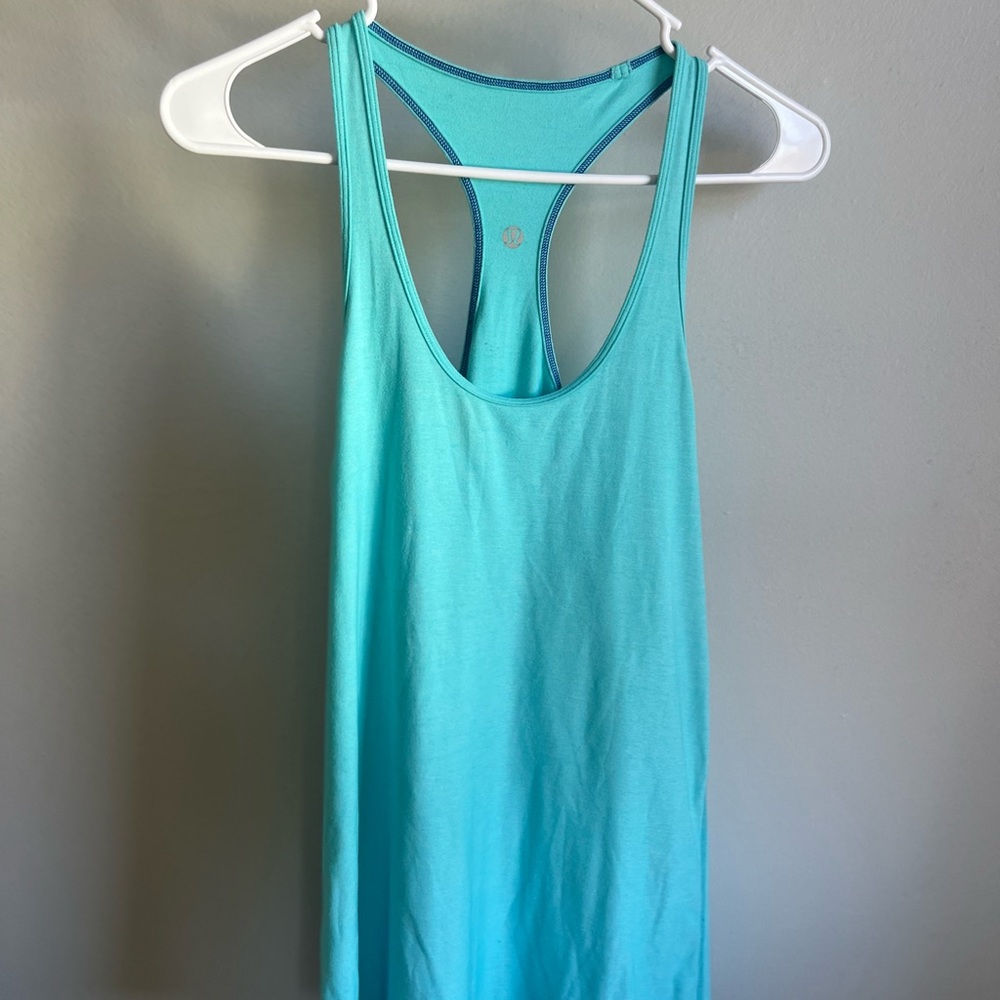 Lululemon razor back tank top. Size medium. Blue/teal color. Great condition!